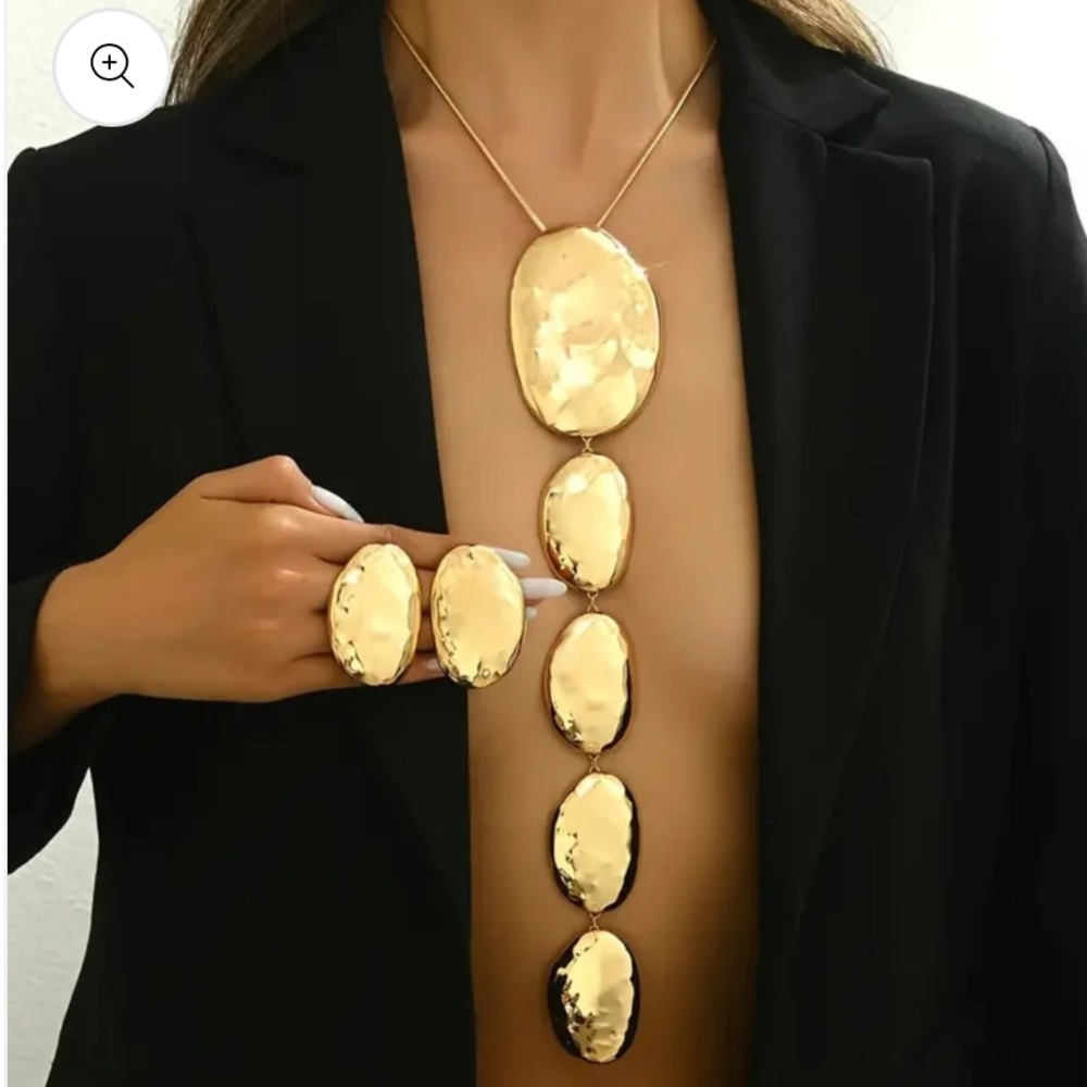Vita Ambita Brenda Set - Statement Gold Hammered Jewelry Set